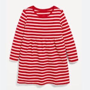 Girls GAP Kids Red White Stripe Long Sleeve Dress Medium Christmas / Holiday